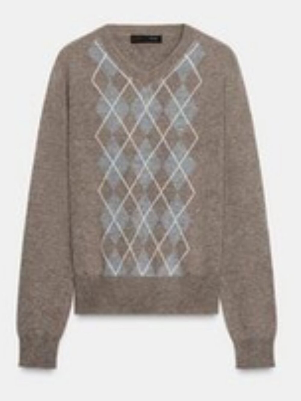 Zara Wool-blend Argyle Small V-neck Sweater